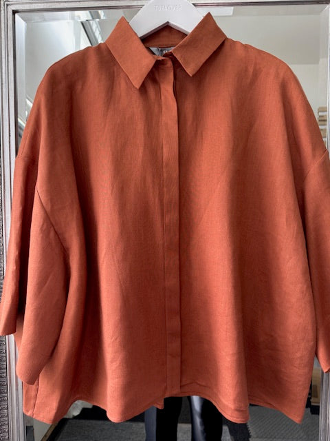 Rito Linen Shirt, Rust