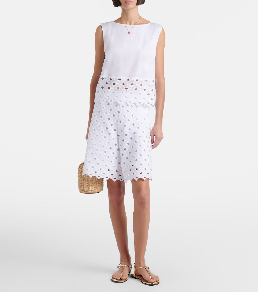 Maggio Embroidery Top, White