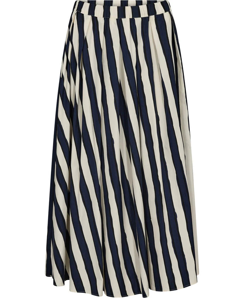 Duomo Skirt, Navy Blue Striped