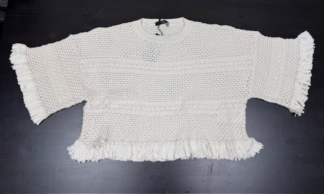 Palato Knit Sweater With Frills, Offwhite