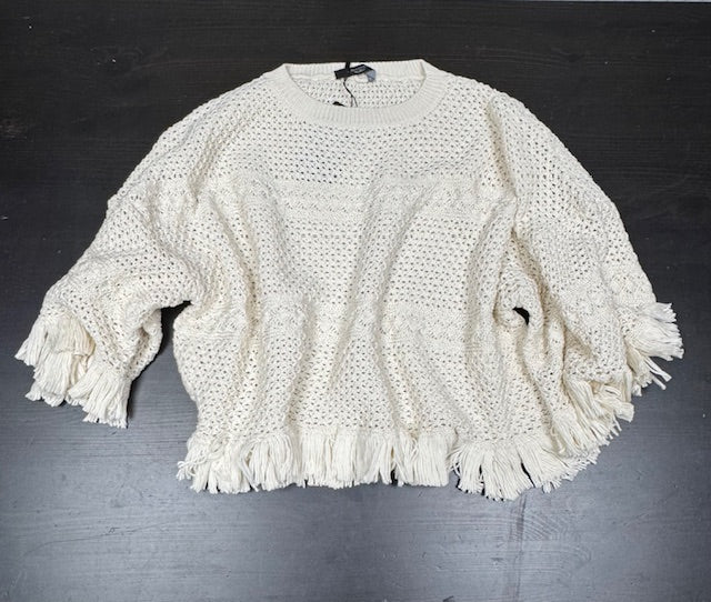 Palato Knit Sweater With Frills, Offwhite