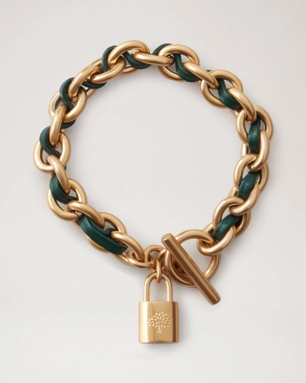 Lily Leather Chain Bracelet S, Mulberry Green