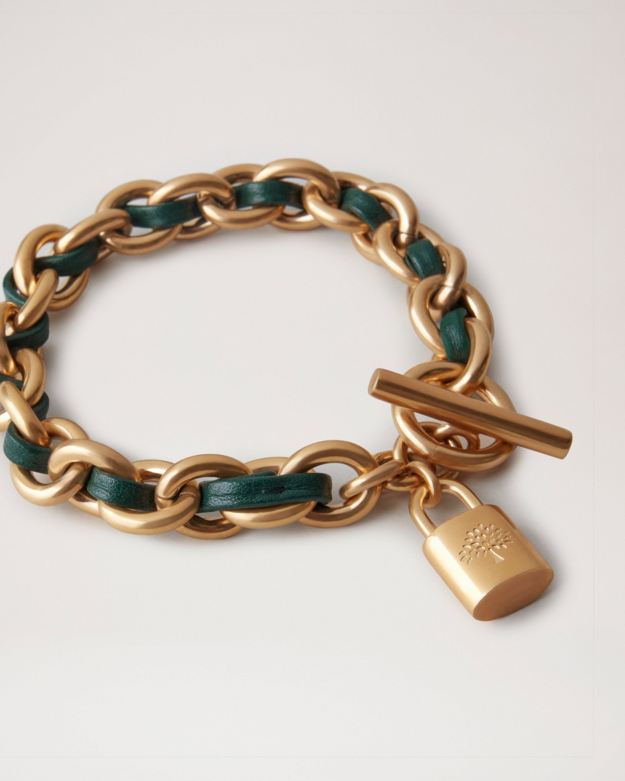 Lily Leather Chain Bracelet S, Mulberry Green