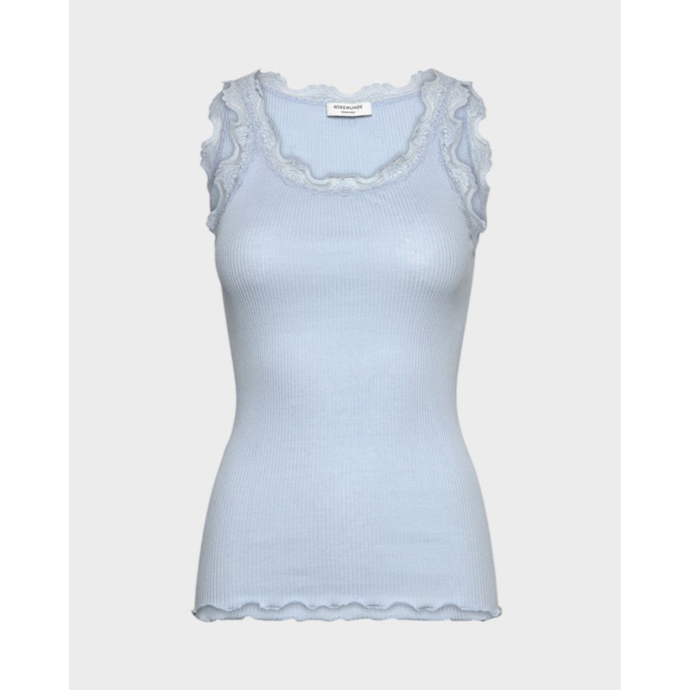 RWBabette Silk SL U-neck Long Lace Top, Nantucket Blue