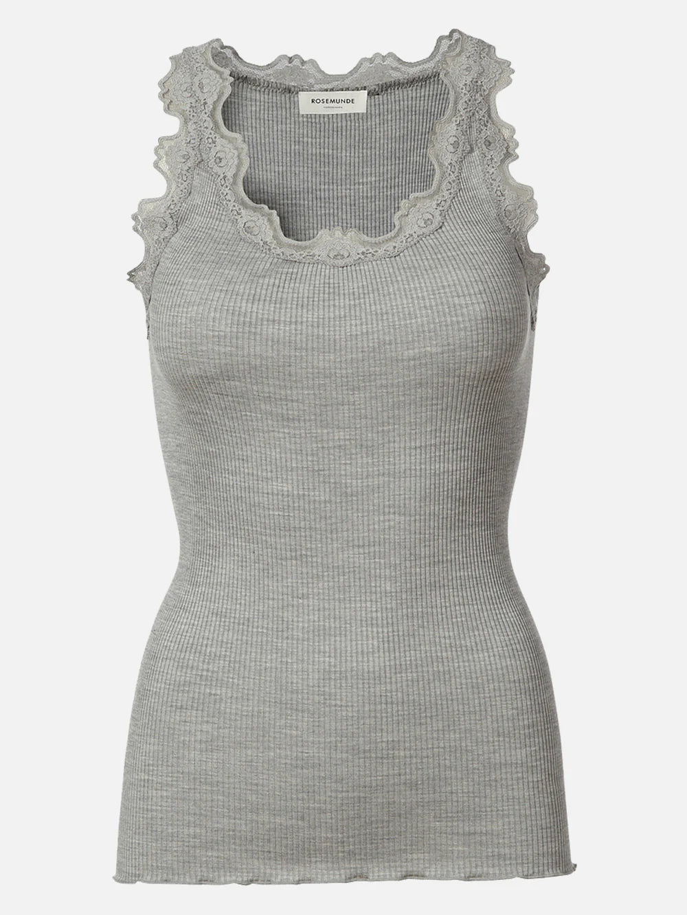 Babette Silk Top Lace, Light Grey Melange