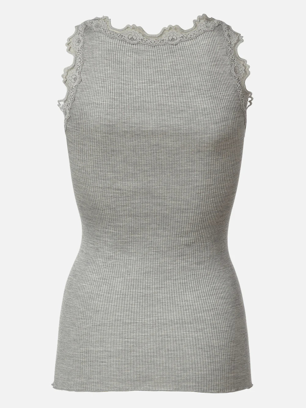 Babette Silk Top Lace, Light Grey Melange