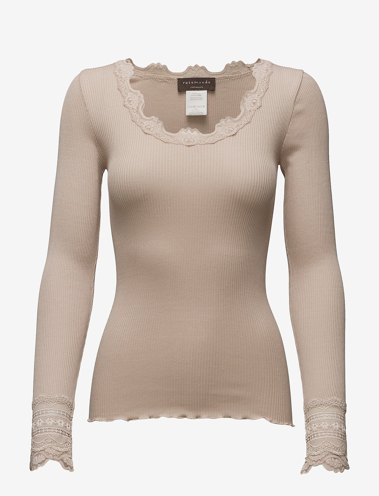 Benita, Silk T-Shirt With Lace And Long Sleeves, Silver Lining