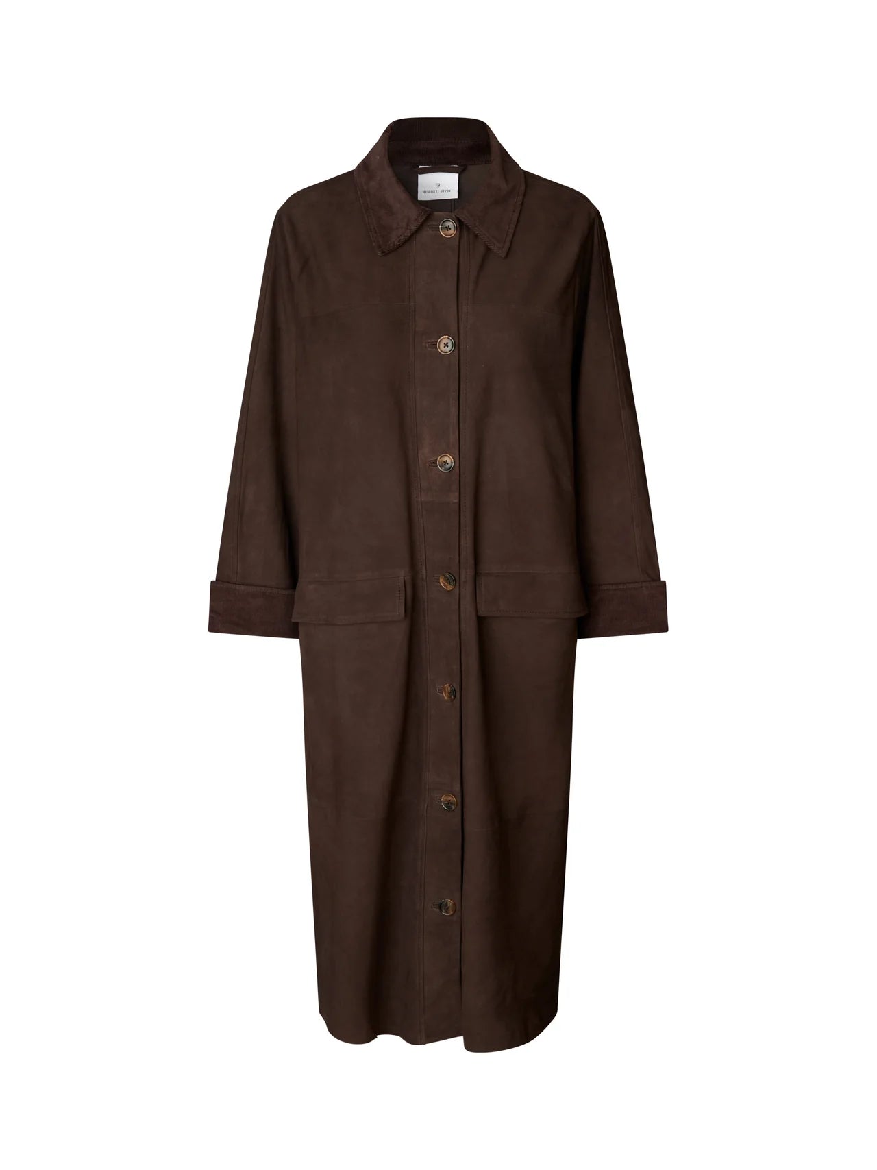 Samantha Suede Coat, Dark Brown