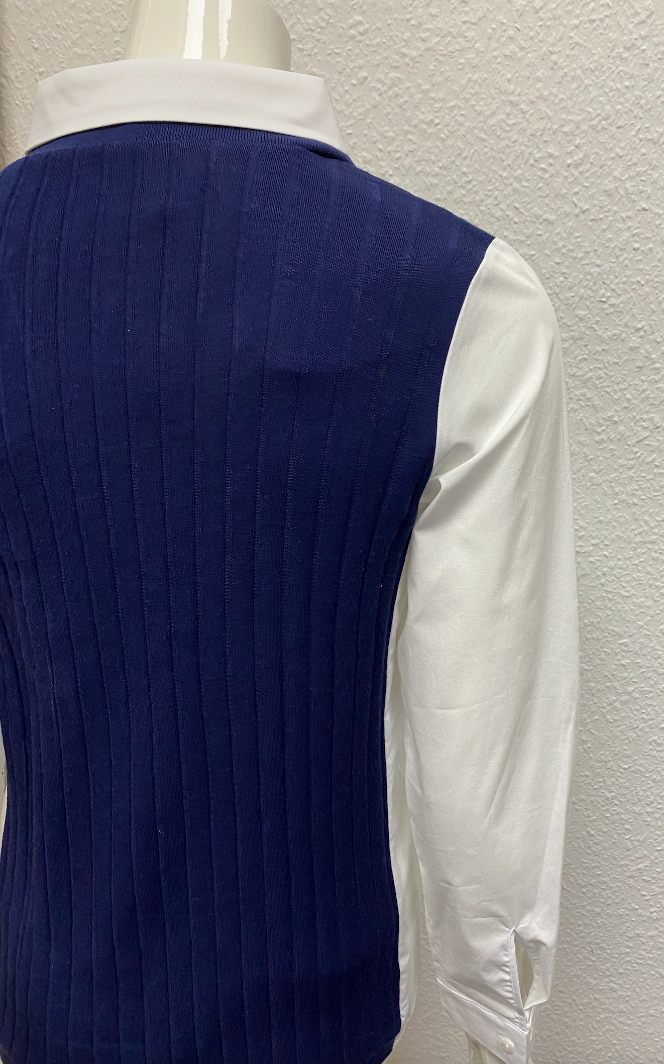 Longsleeves Shirt, Bicolor Wtih Vest, Blue/white