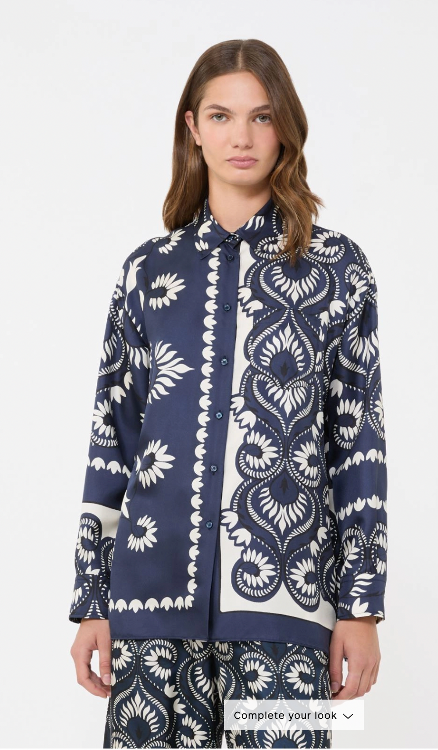 WKDLASTRA, Printed silk patchwork shirt - Navy