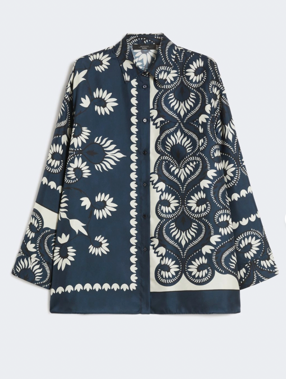 WKDLASTRA, Printed silk patchwork shirt - Navy