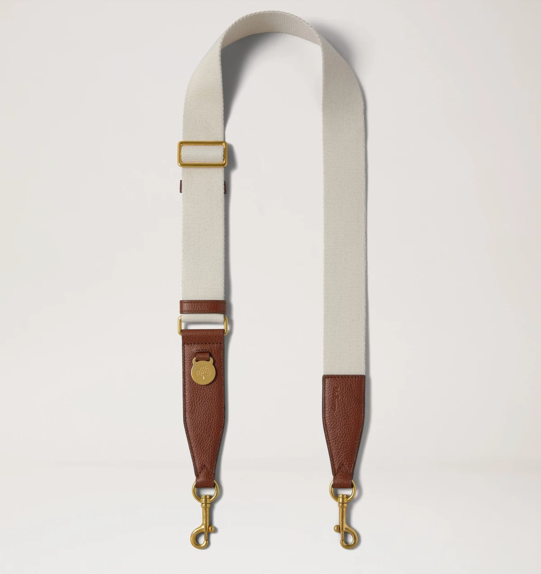 Medallion Webbing Strap, Oak & Natural Leather & Webbing