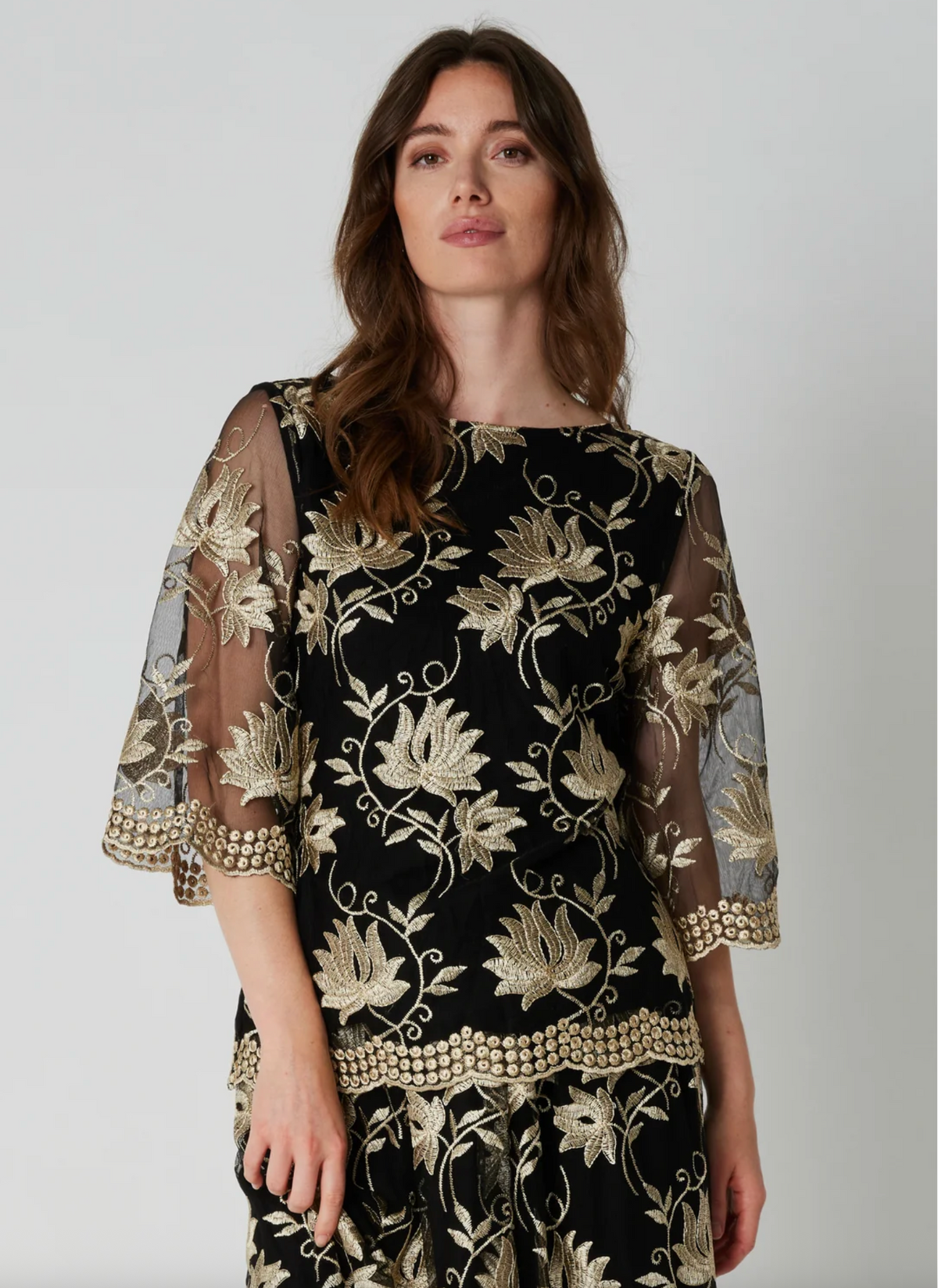 Aila Blouse, Black Flower
