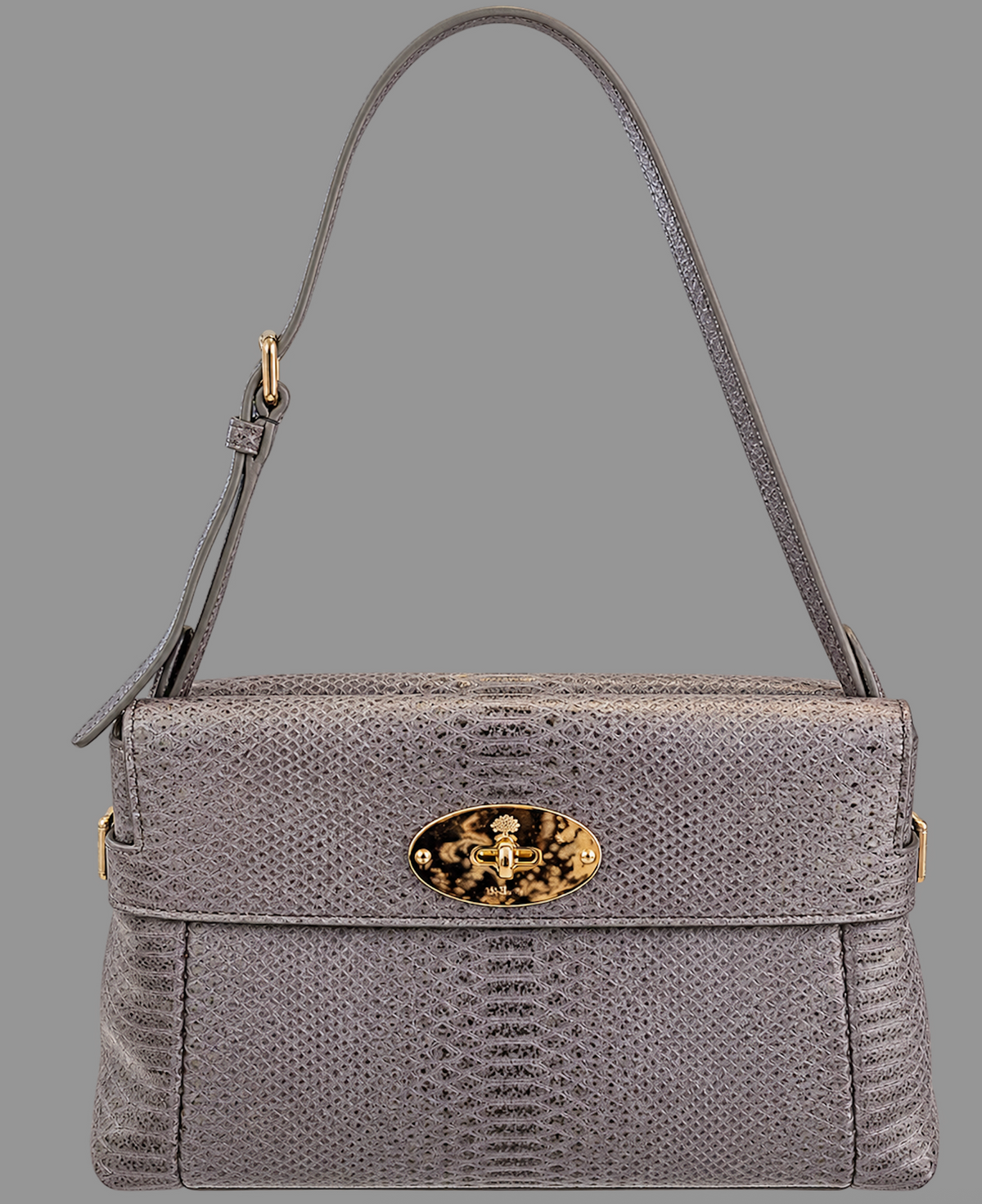 Small Stevie Waxed Snake Print, Foggy