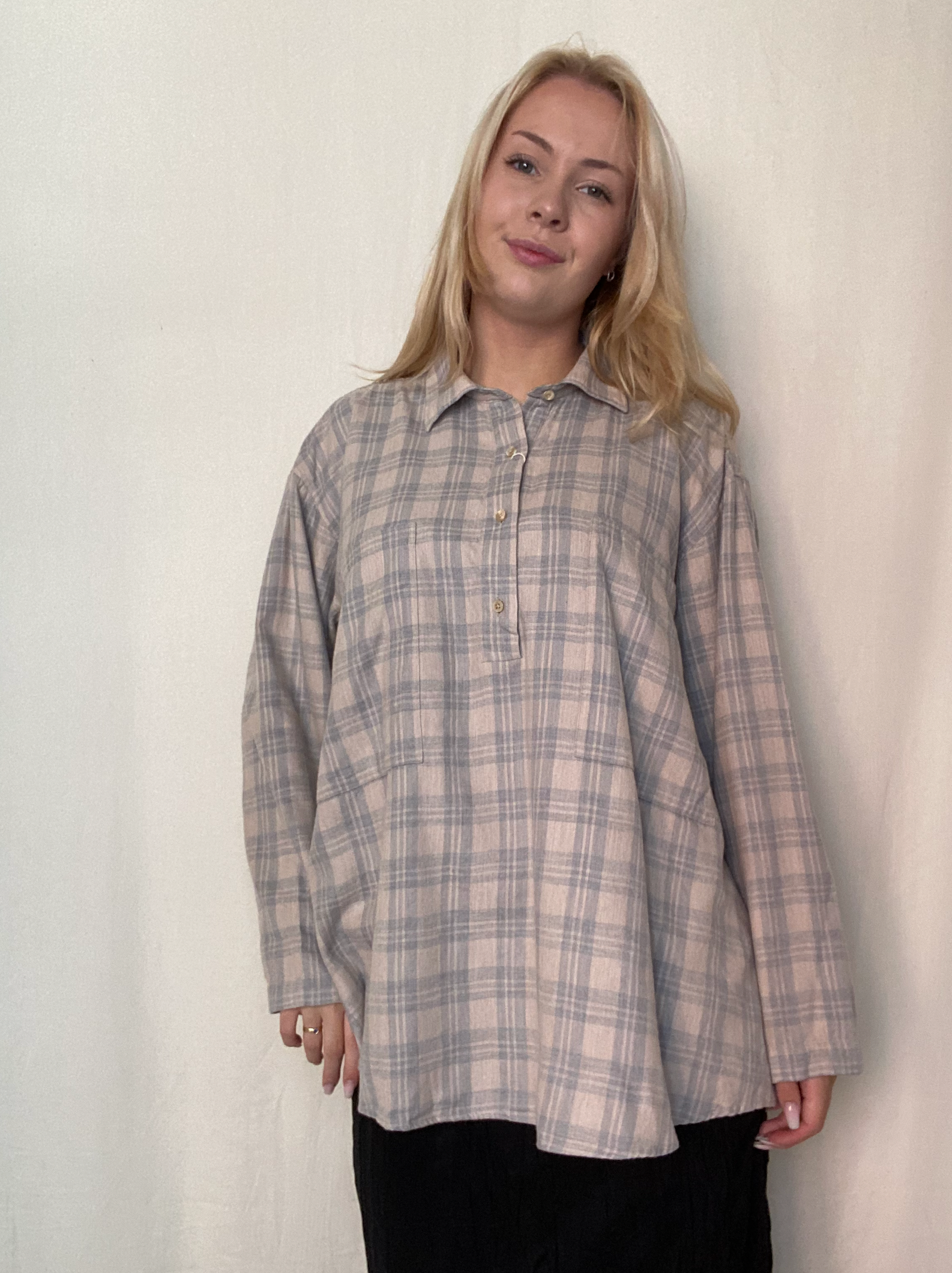 Elin Oversized Shirt With Pockets, Brown / Grey Check