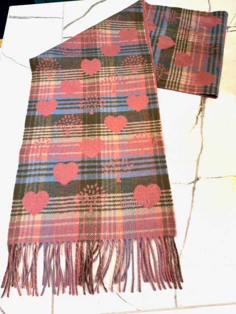 Heritage Check & Heart Scarf, Moss-Pink Scrumpy