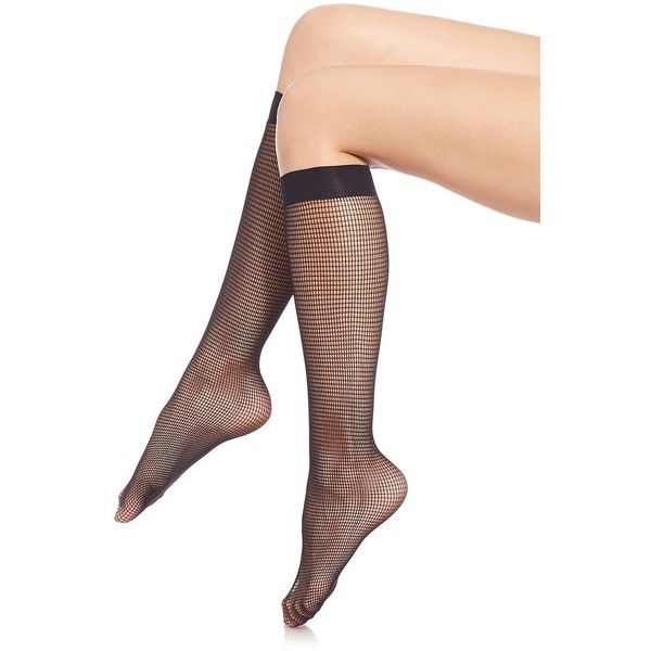 Grid net Knee-highs, Black