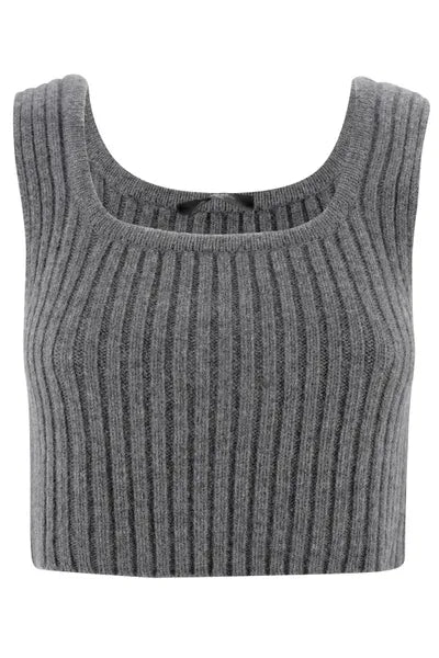 Zurca, Cropped Knitted Vest, Grey