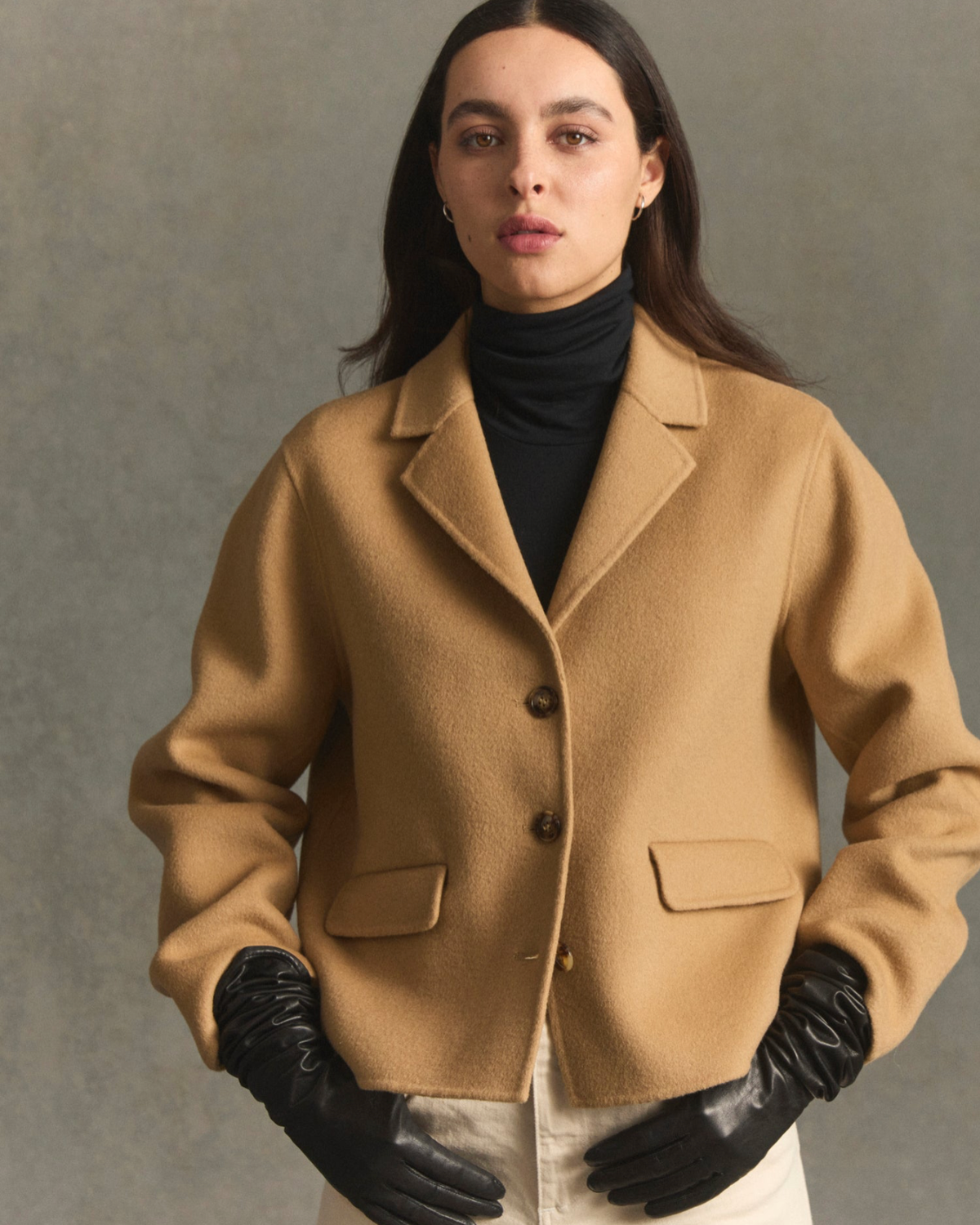 Lava Short Wool Jacket, Camel