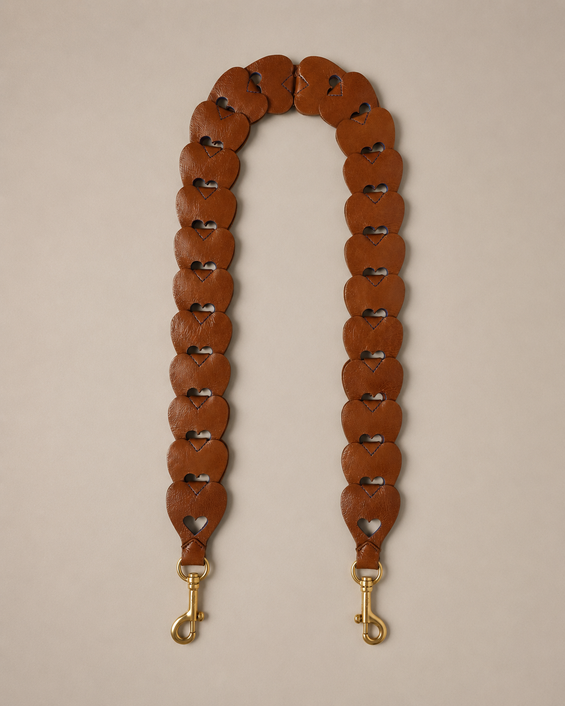 Heart Woven Leather Strap, Oak - Pigment Blue