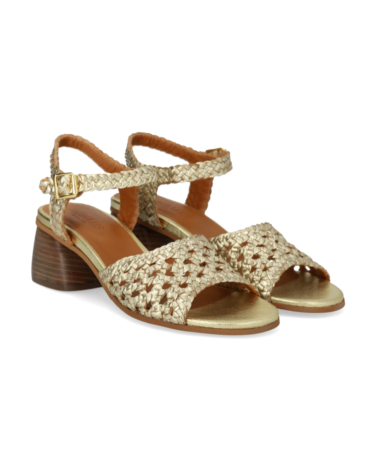 Hand-woven Sandal with Sculptural Heel, Gold
