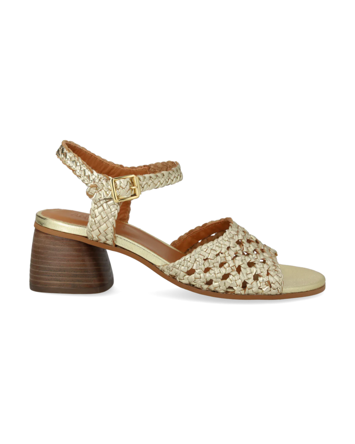 Hand-woven Sandal with Sculptural Heel, Gold