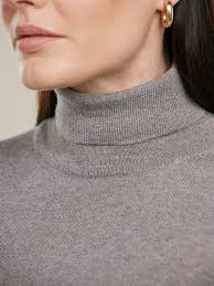 Silja Merino Polo Roll Neck, Light brown