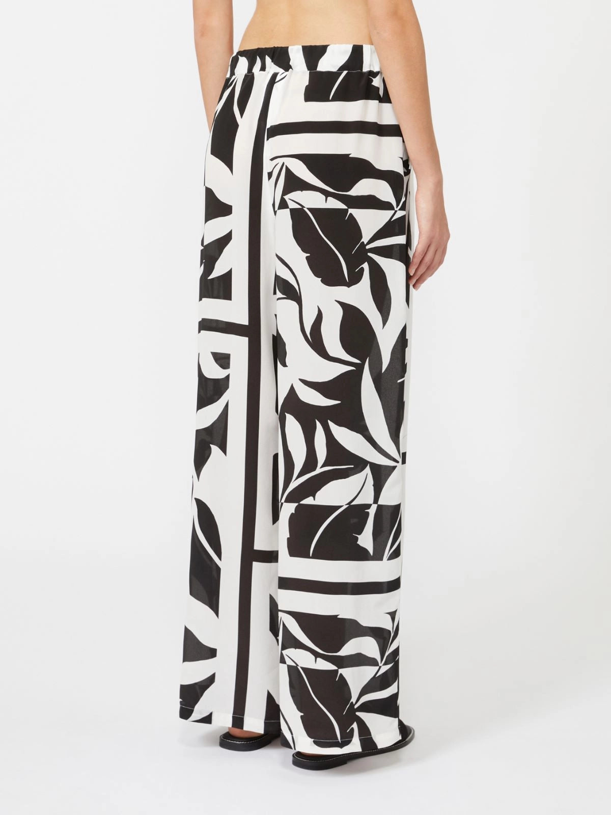 Printed silk palazzo trousers - Black