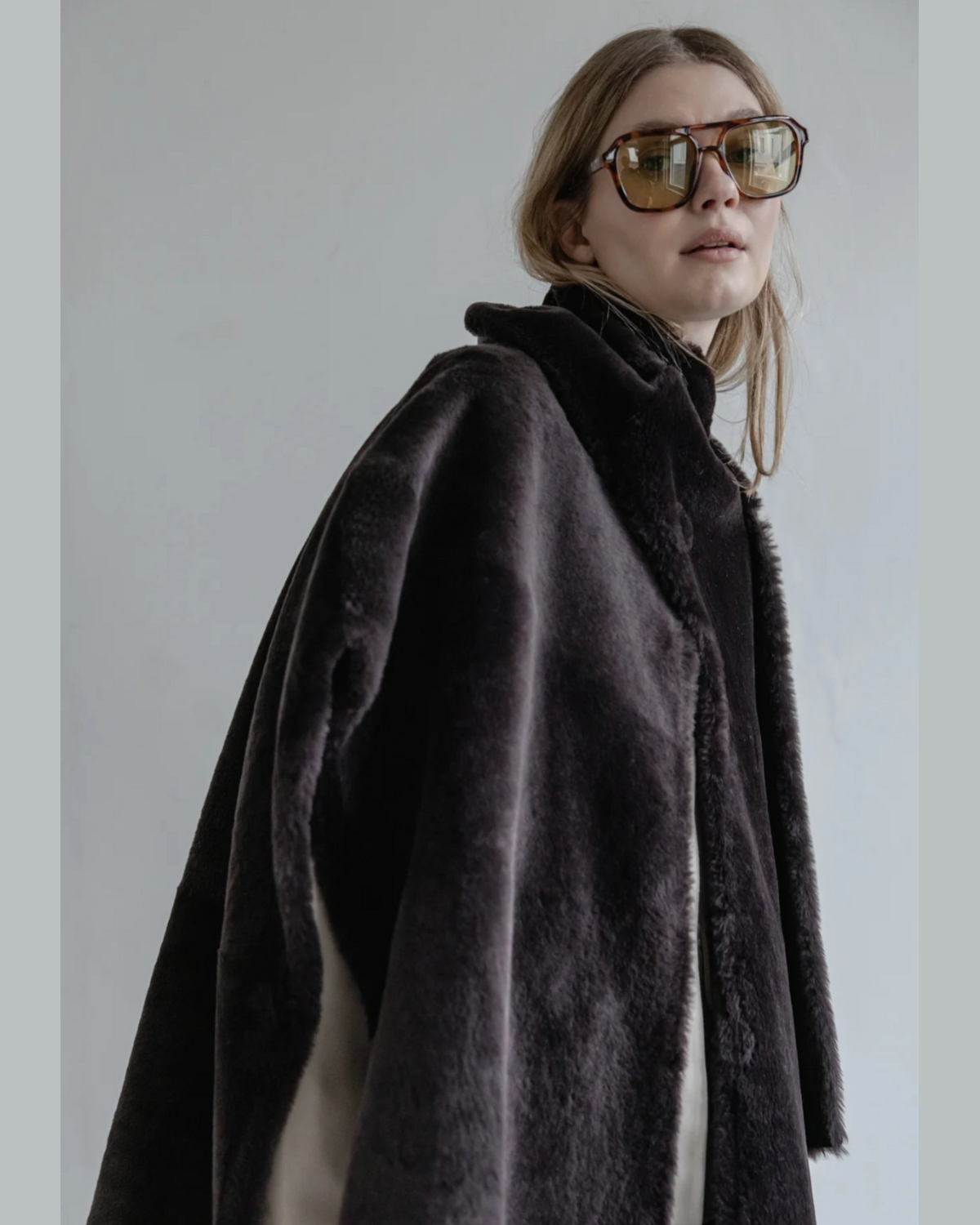 India Suede Cape, Dark Brown
