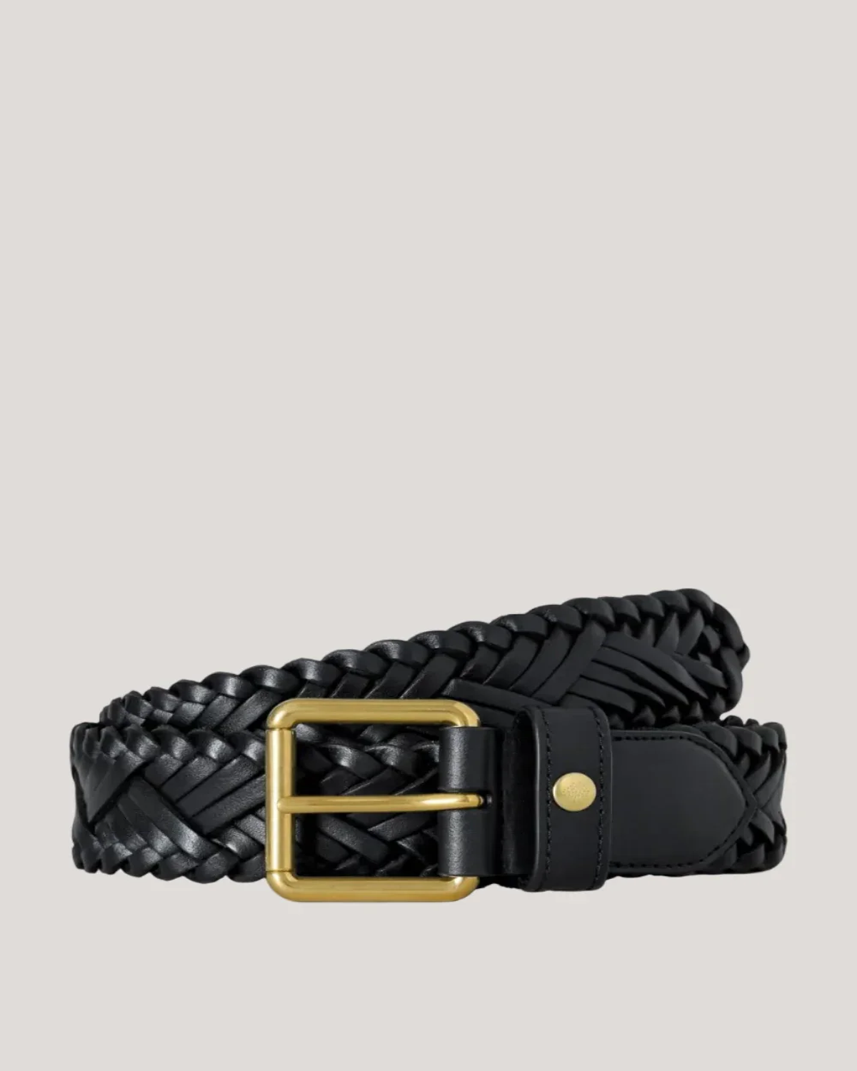Woven Belt, Black Leather