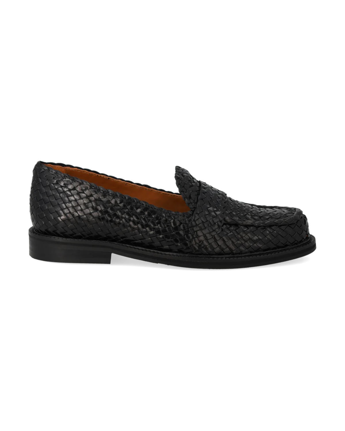 Klassischer handgeflochtener Penny Loafer, Schwarz