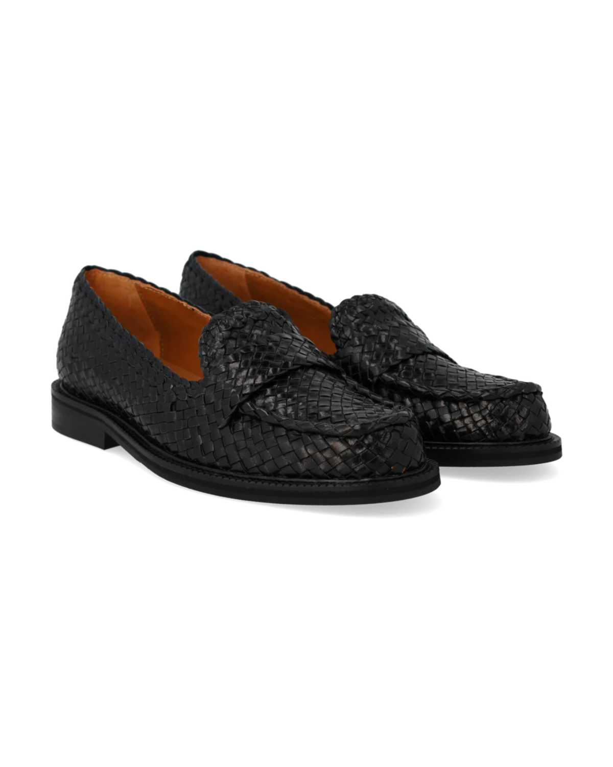 Klassischer handgeflochtener Penny Loafer, Schwarz