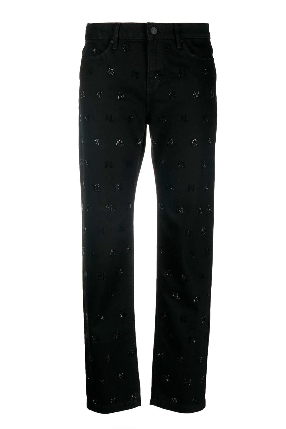 Sparkle Monogram Demin Jeans, Black