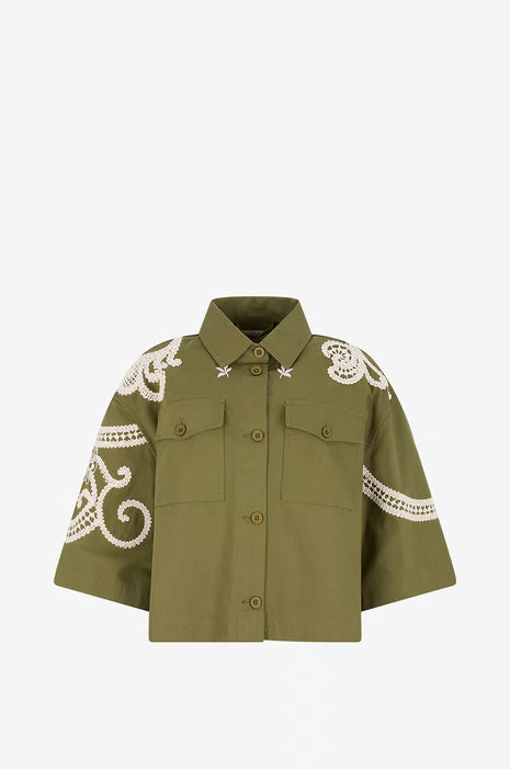 Como, Short Jacket With Deco, Army Green