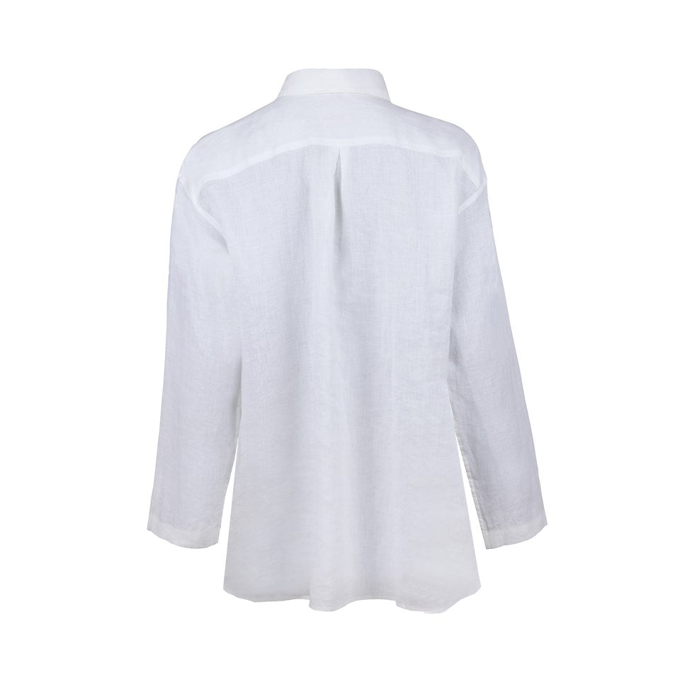 Elin Linen Shirt With Pockets, White