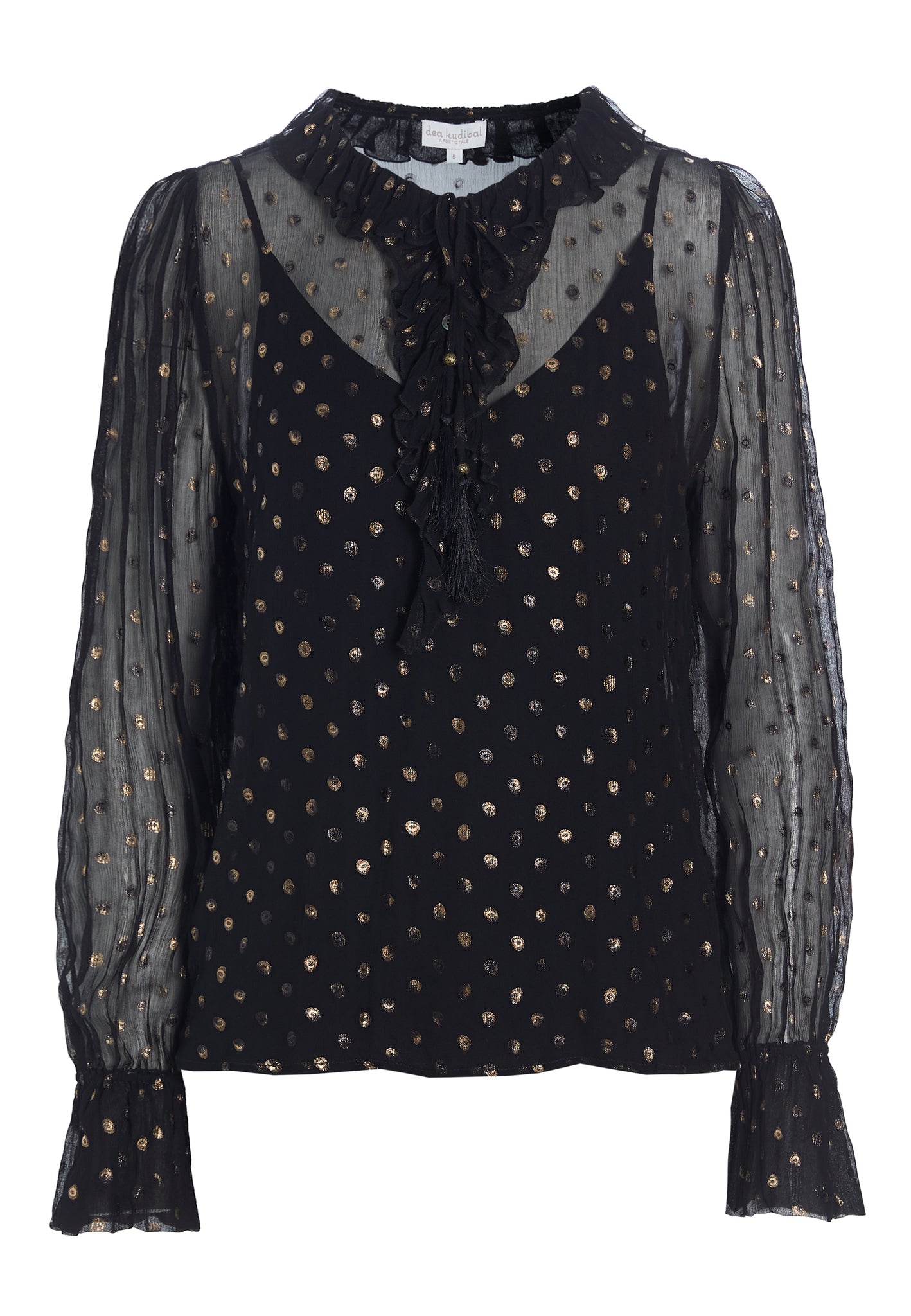 Joanna Blouse, Black Gold Dots