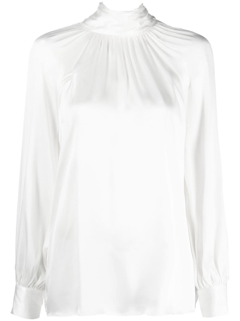 Silk Blend Shirt With Bow, White