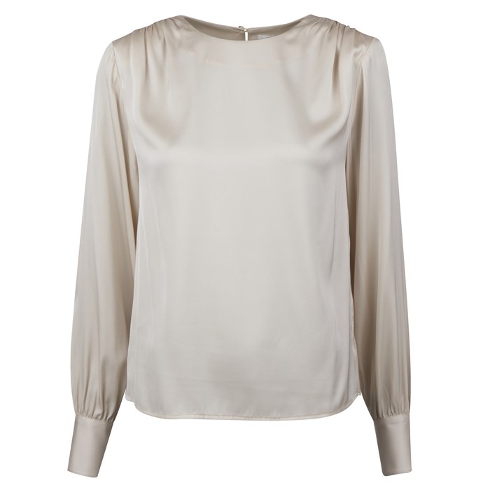 Claire Silk Blouse, Beige