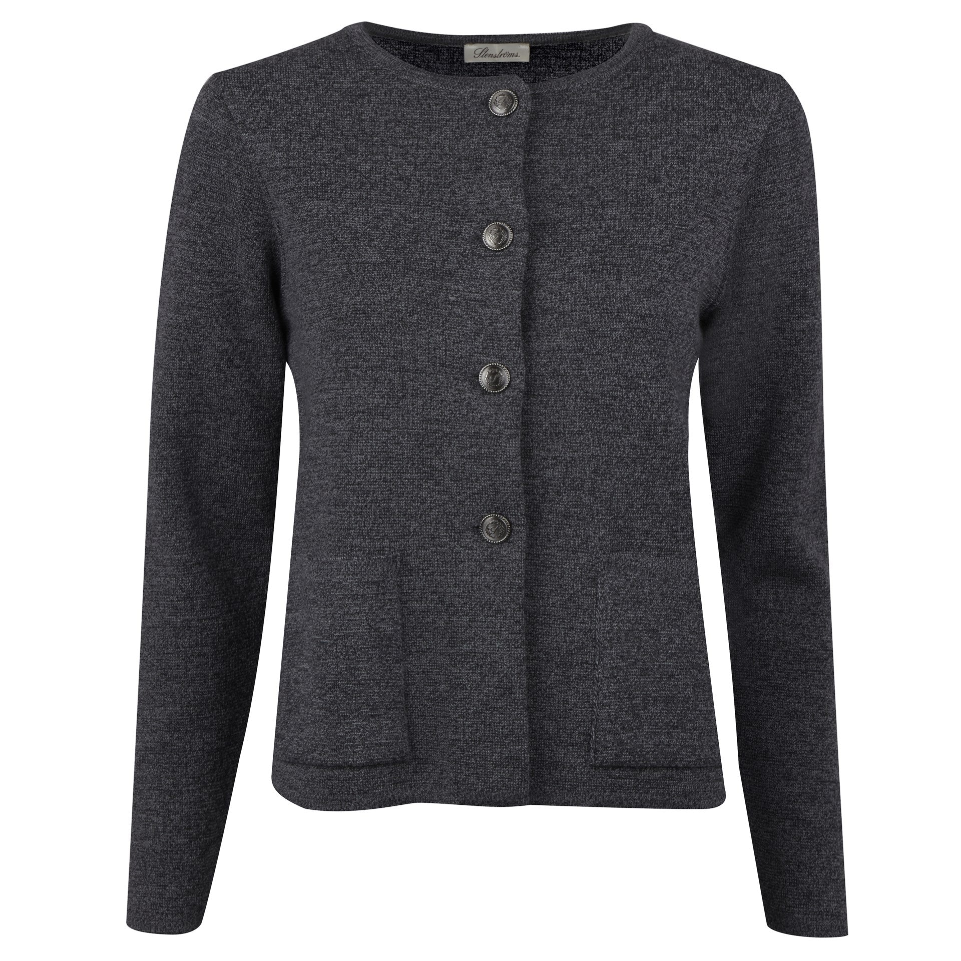 Stina Merino Cardigan, Grey Melange