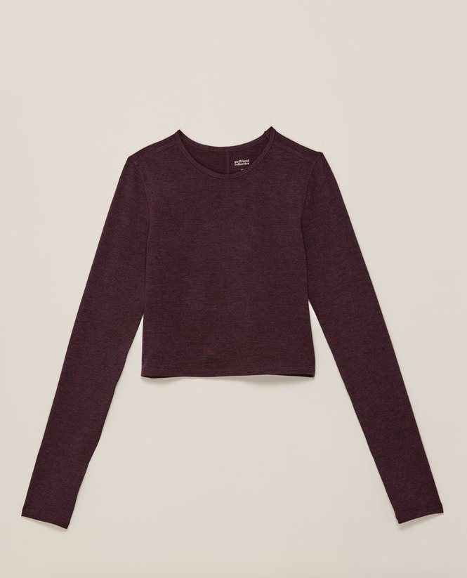 Cropped Top With Long Sleeves, Navy