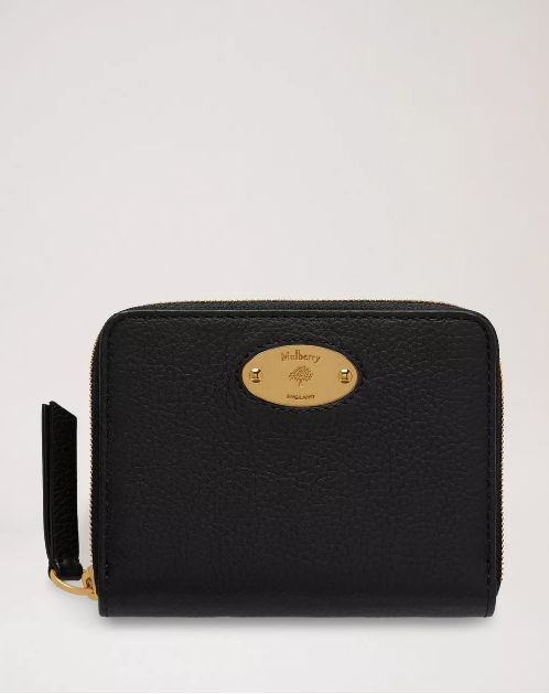 Plaque Small Zip Around Purse, Black