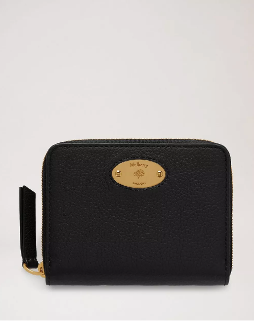 Mulberry Plaque Small Zip Around Purse Black