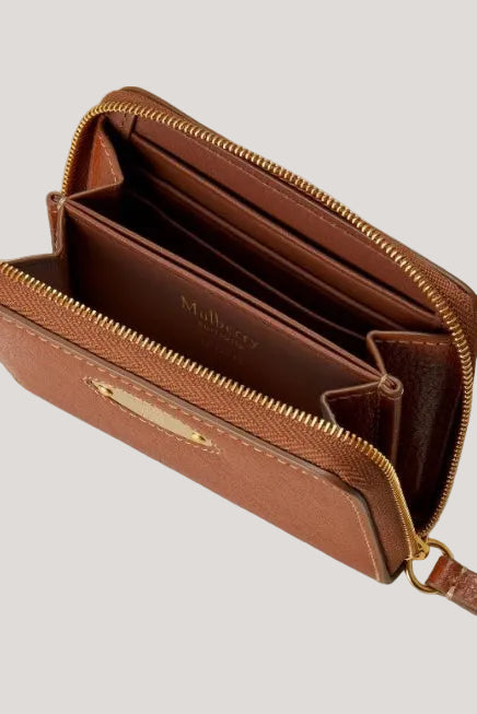 Plaque Small Zip Around Purse, Oak Legacy