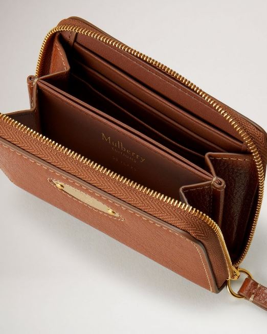 Plaque Small Zip Around Purse, Oak Legacy