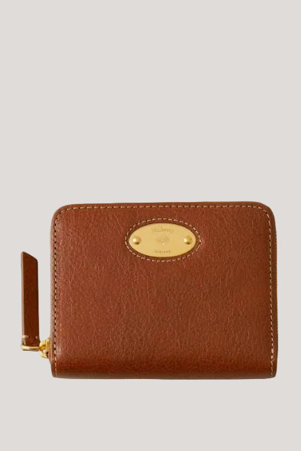 Plaque Small Zip Around Purse, Oak Legacy