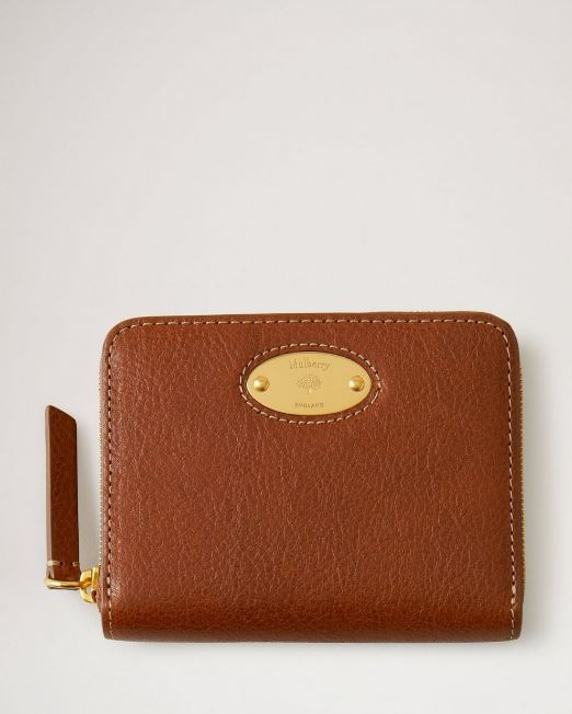 Plaque Small Zip Around Purse, Oak Legacy