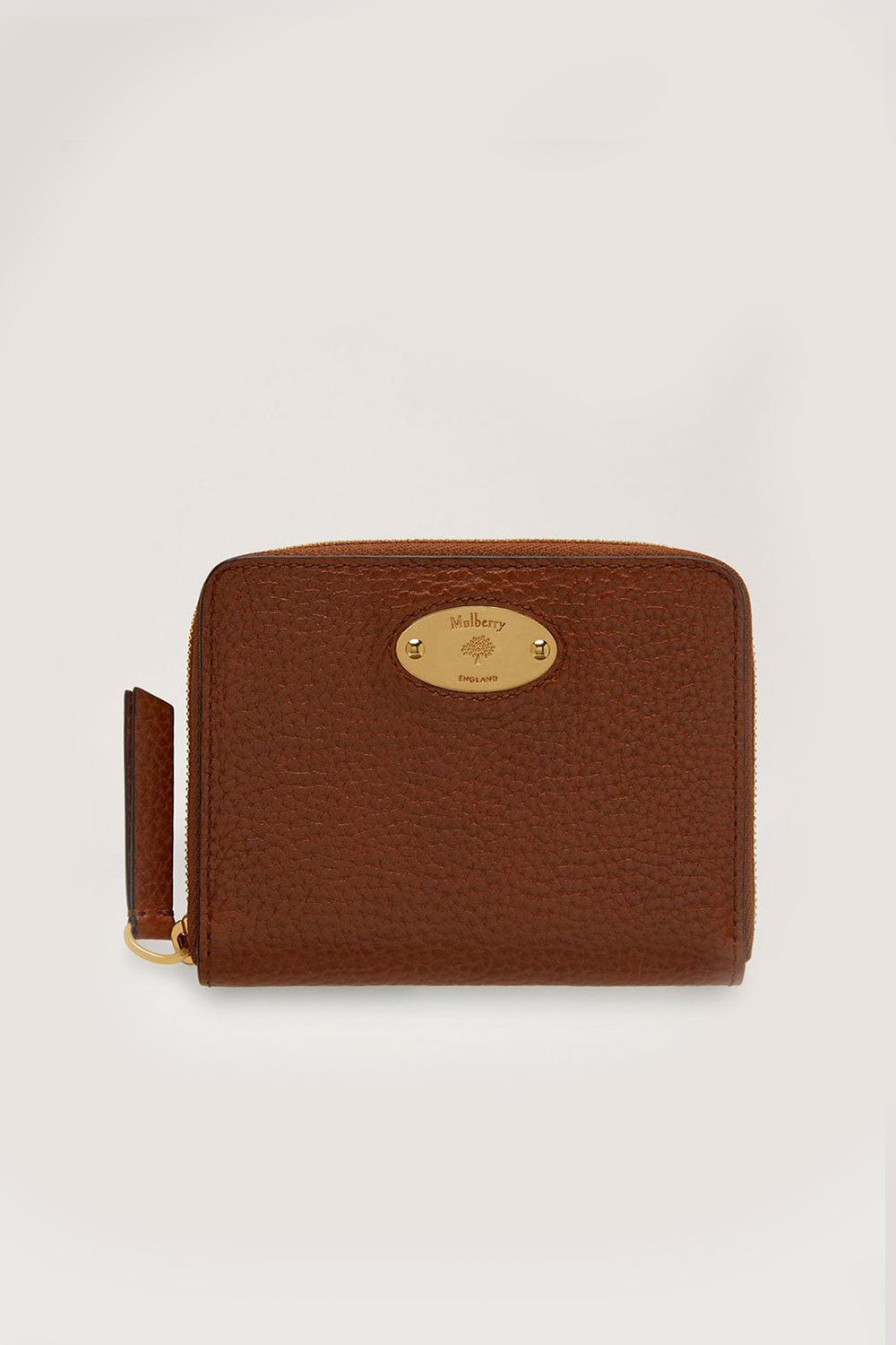 Plaque Small Zip Around Purse, Oak