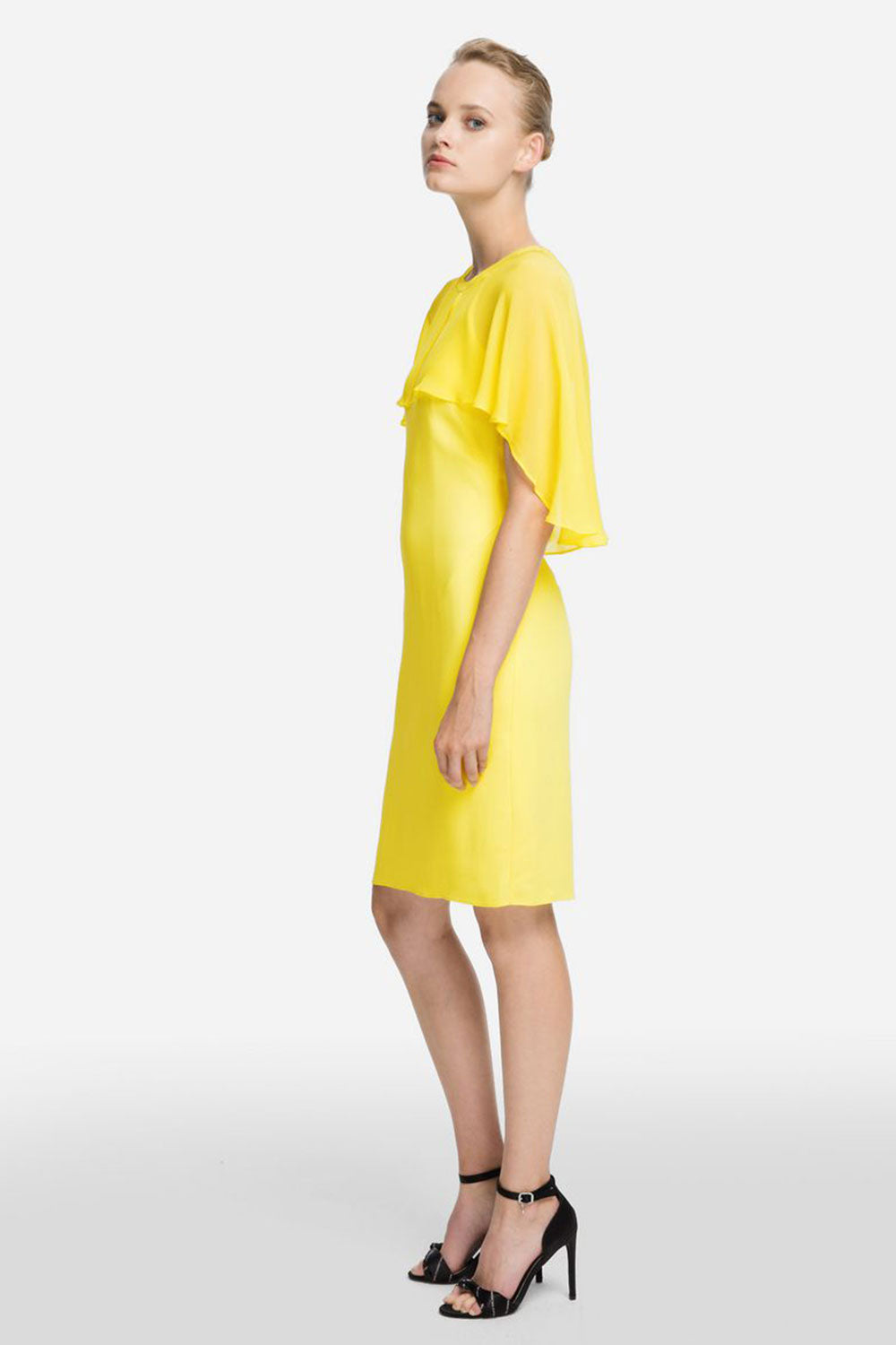 Dress with Cape overlap - Yellow