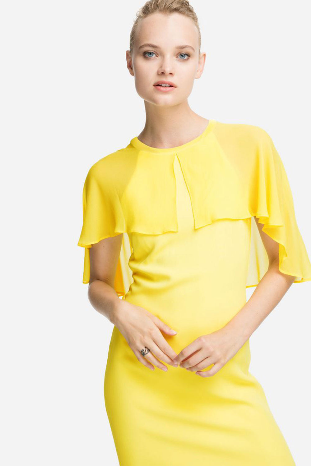 Dress with Cape overlap - Yellow